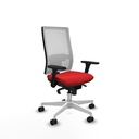 Horna sincro malla blanca similpiel rojo brazos 3D base blanca  ruedas 65mm nailon