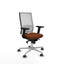 Horna sincro malla blanca similpiel marrón brazos 2D base aluminio  ruedas 65mm engomadas