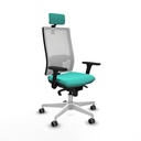 Horna sincro malla blanca similpiel turquesa brazos 3D base blanca cabecero 2D ruedas 65mm engomadas