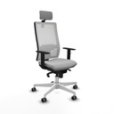 Horna sincro malla blanca similpiel gris claro brazos 1D base blanca cabecero 2D ruedas 65mm engomadas