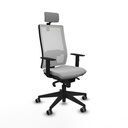 Horna sincro malla blanca similpiel gris claro brazos 1D base piramidal cabecero 2D ruedas 65mm engomadas