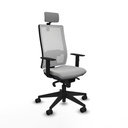 Horna sincro malla blanca similpiel gris claro brazos 1D base piramidal cabecero 2D ruedas 65mm nailon
