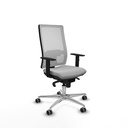 Horna sincro malla blanca similpiel gris claro brazos 1D base aluminio  ruedas 65mm engomadas