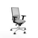 Horna sincro malla blanca similpiel gris claro brazos 2D base blanca  ruedas 65mm engomadas