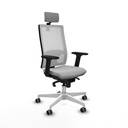 Horna sincro malla blanca similpiel gris claro brazos 2D base blanca cabecero 2D ruedas 65mm engomadas