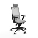 Horna sincro malla blanca similpiel gris claro brazos 2D base piramidal cabecero 2D ruedas 65mm engomadas