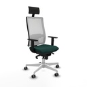 Horna sincro malla blanca similpiel verde botella brazos 1D base blanca cabecero fijo ruedas 65mm engomadas