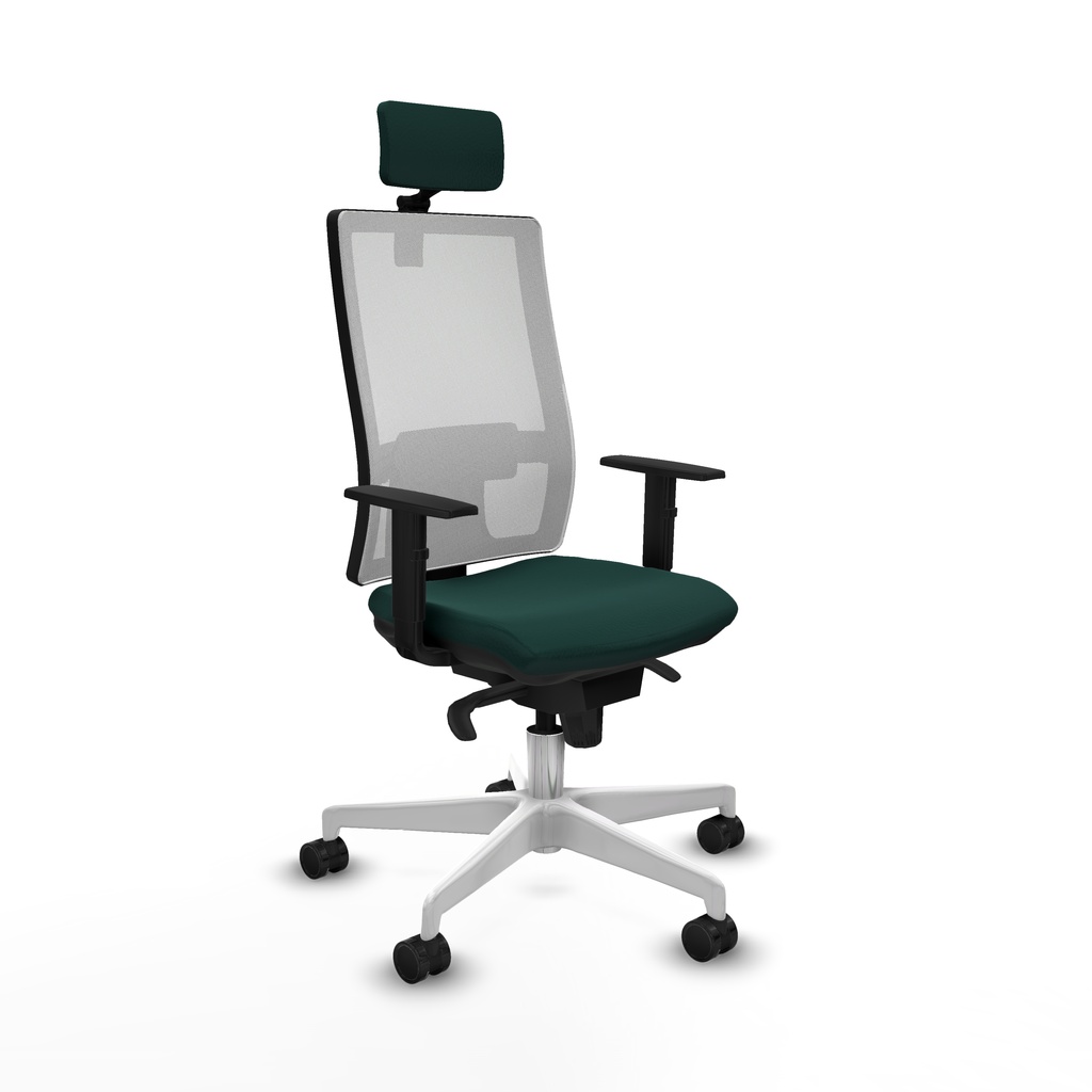 Horna sincro malla blanca similpiel verde botella brazos 1D base blanca cabecero 2D ruedas 65mm nailon
