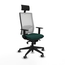 Horna sincro malla blanca similpiel verde botella brazos 1D base piramidal cabecero fijo ruedas 65mm engomadas