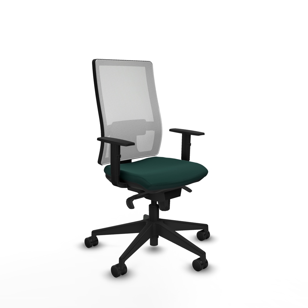 Horna sincro malla blanca similpiel verde botella brazos 1D base piramidal  ruedas 65mm nailon