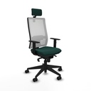 Horna sincro malla blanca similpiel verde botella brazos 1D base piramidal cabecero 2D ruedas 65mm nailon