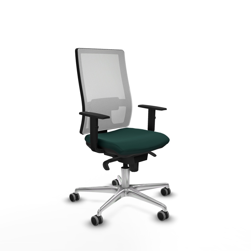 Horna sincro malla blanca similpiel verde botella brazos 1D base aluminio  ruedas 65mm engomadas