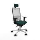 Horna sincro malla blanca similpiel verde botella brazos 1D base aluminio cabecero 2D ruedas 65mm nailon