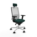 Horna sincro malla blanca similpiel verde botella brazos 2D base blanca cabecero 2D ruedas 65mm nailon