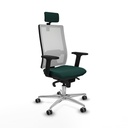 Horna sincro malla blanca similpiel verde botella brazos 2D base aluminio cabecero 2D ruedas 65mm engomadas