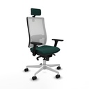 Horna sincro malla blanca similpiel verde botella brazos 3D base blanca cabecero 2D ruedas 65mm nailon