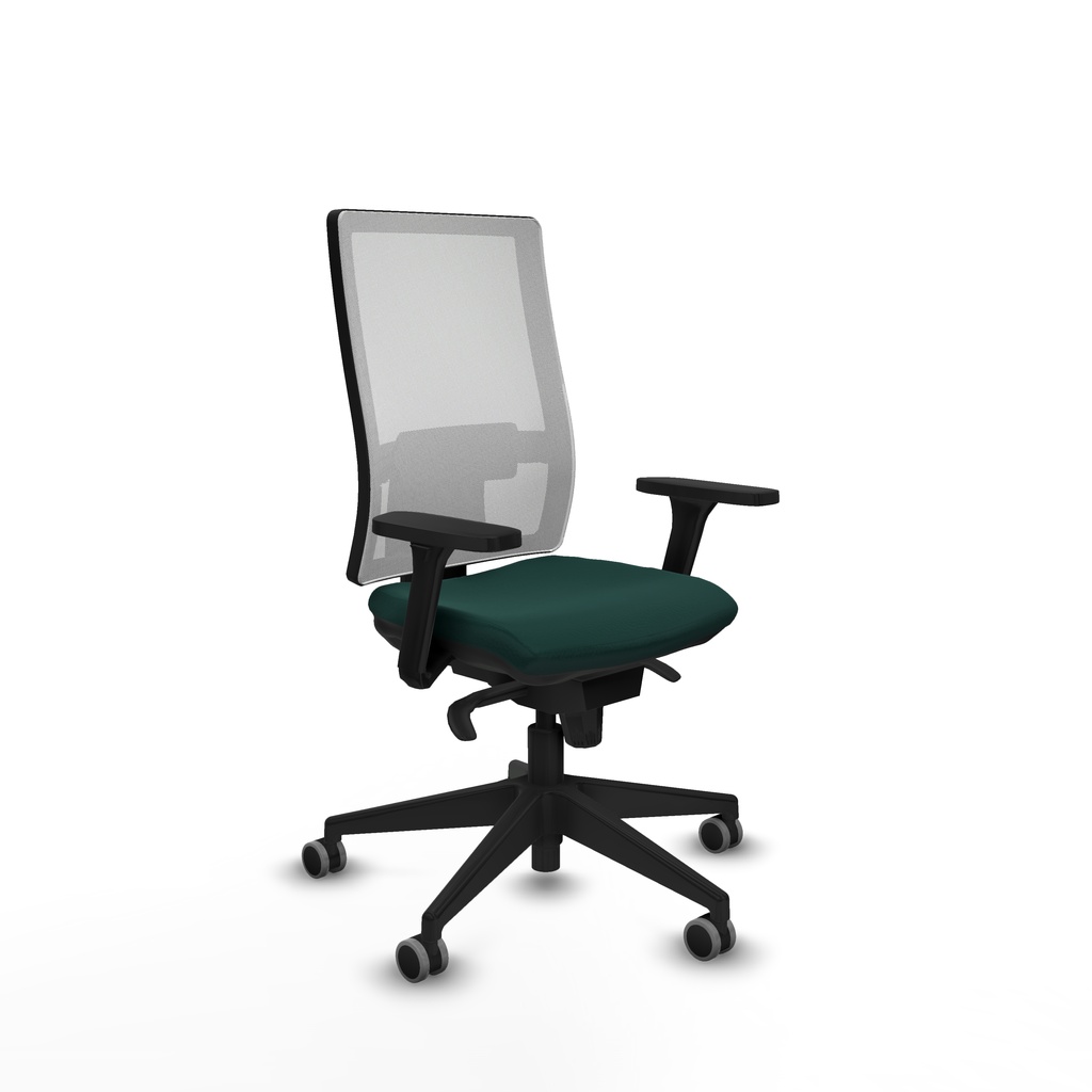 Horna sincro malla blanca similpiel verde botella brazos 3D base piramidal  ruedas 65mm engomadas
