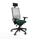 Horna sincro malla blanca similpiel verde botella brazos 3D base piramidal cabecero fijo ruedas 65mm engomadas