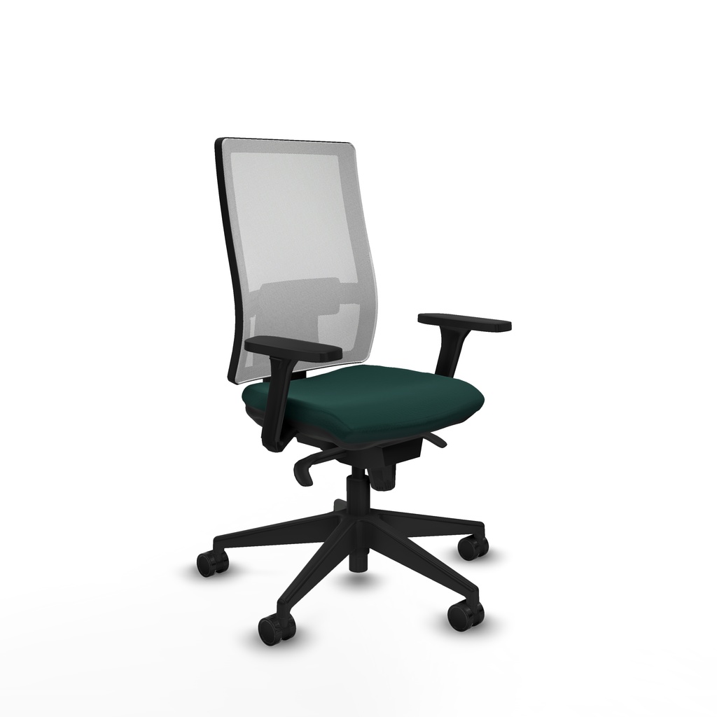 Horna sincro malla blanca similpiel verde botella brazos 3D base piramidal  ruedas 65mm nailon