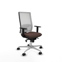Horna sincro malla blanca similpiel marrón oscuro brazos 1D base aluminio  ruedas 65mm nailon