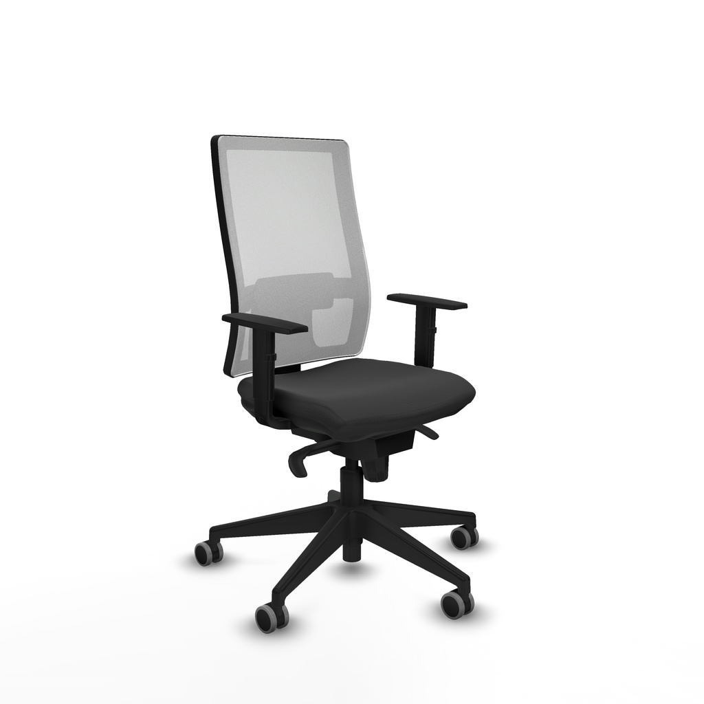 Horna sincro malla blanca similpiel gris oscuro brazos 1D base piramidal  ruedas 65mm engomadas