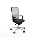 Horna sincro malla blanca similpiel gris oscuro brazos 1D base aluminio  ruedas 65mm engomadas
