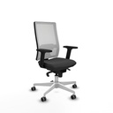 Horna sincro malla blanca similpiel gris oscuro brazos 2D base blanca  ruedas 65mm engomadas