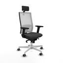 Horna sincro malla blanca similpiel gris oscuro brazos 2D base blanca cabecero 2D ruedas 65mm engomadas
