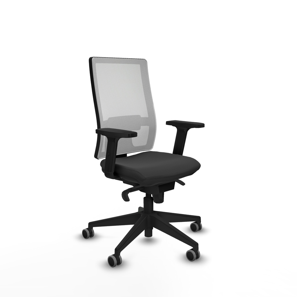 Horna sincro malla blanca similpiel gris oscuro brazos 2D base piramidal  ruedas 65mm engomadas