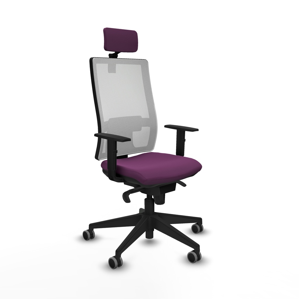 Horna sincro malla blanca similpiel morado brazos 1D base piramidal cabecero 2D ruedas 65mm engomadas