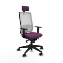 Horna sincro malla blanca similpiel morado brazos 1D base piramidal cabecero 2D ruedas 65mm nailon