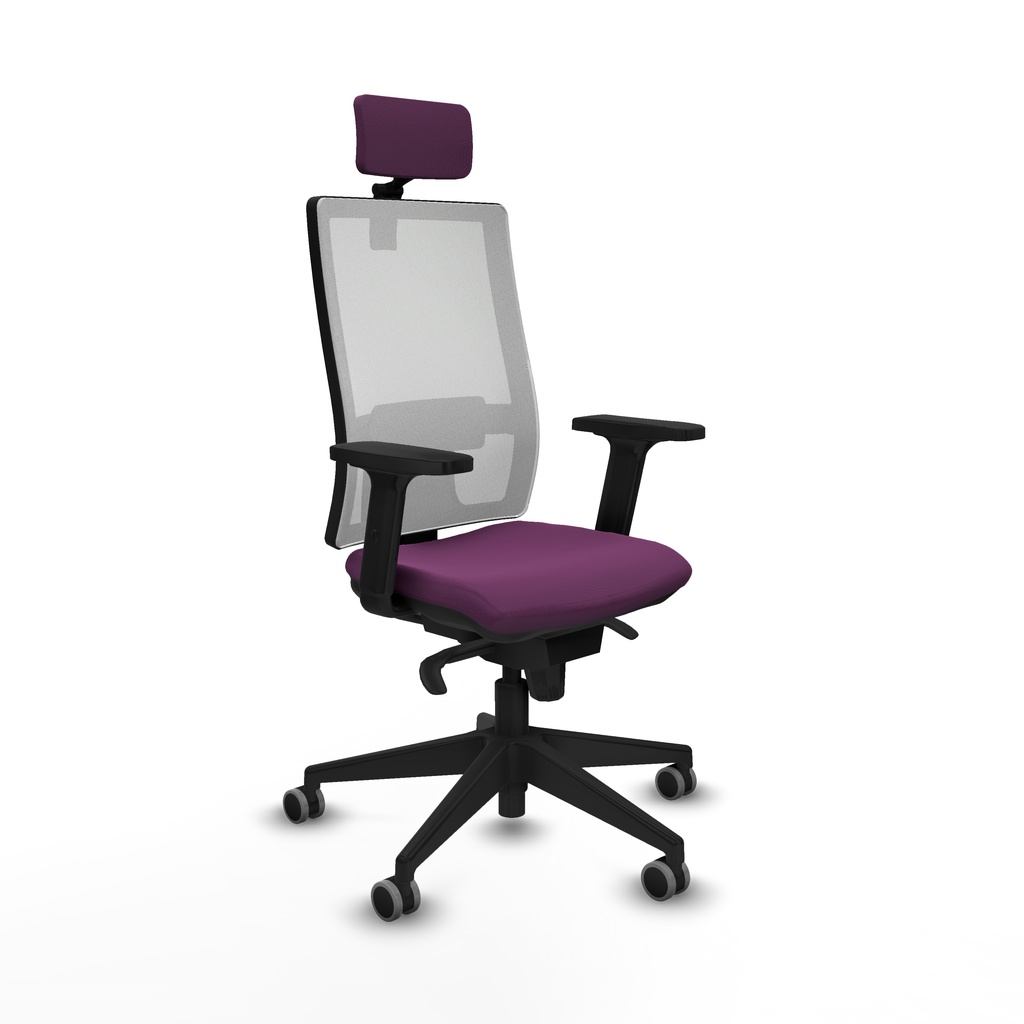 Horna sincro malla blanca similpiel morado brazos 2D base piramidal cabecero 2D ruedas 65mm engomadas
