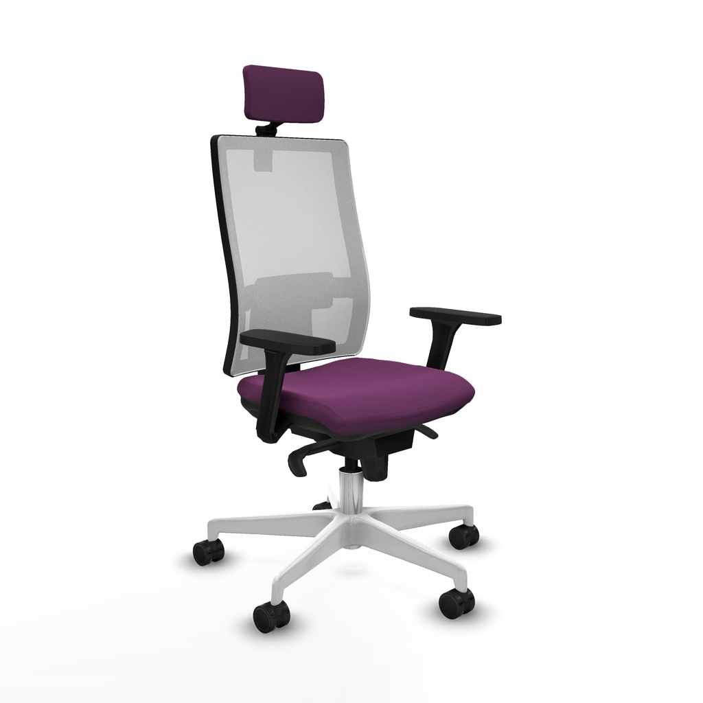Horna sincro malla blanca similpiel morado brazos 3D base blanca cabecero 2D ruedas 65mm nailon