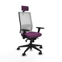 Horna sincro malla blanca similpiel morado brazos 3D base piramidal cabecero 2D ruedas 65mm nailon