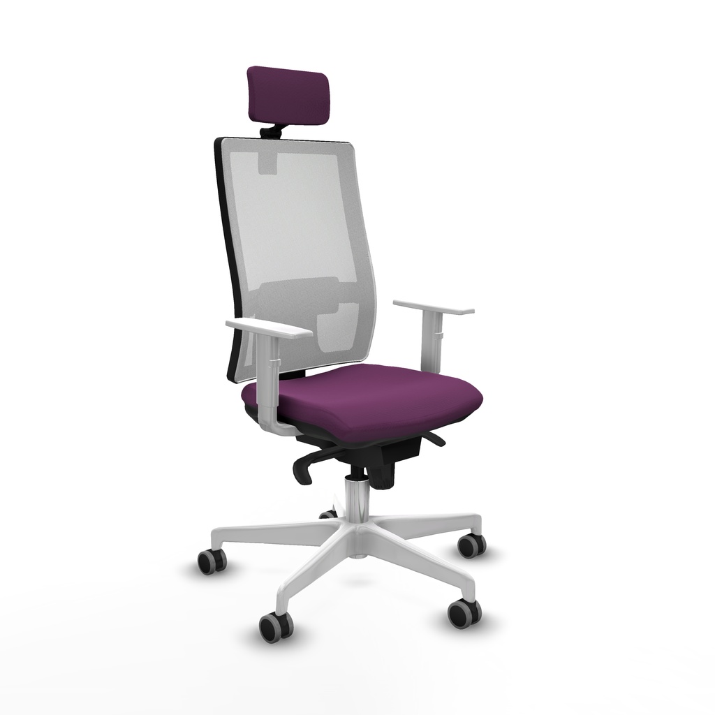 Horna sincro malla blanca similpiel morado brazos blancos base blanca cabecero 2D ruedas 65mm engomadas