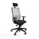 Horna sincro malla blanca similpiel negro brazos 1D base piramidal cabecero fijo ruedas 65mm engomadas