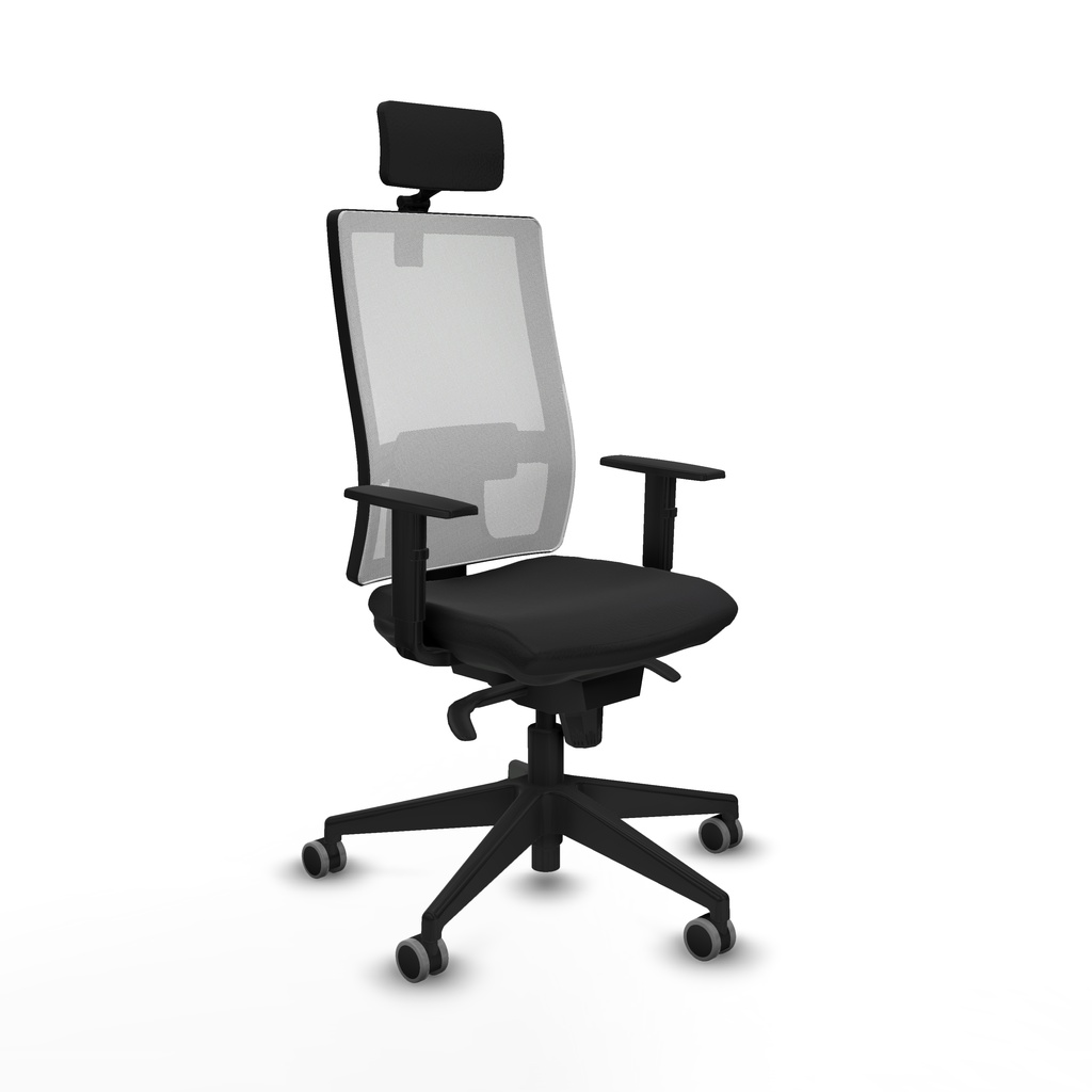 Horna sincro malla blanca similpiel negro brazos 1D base piramidal cabecero 2D ruedas 65mm engomadas