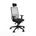 Horna sincro malla blanca similpiel negro brazos 1D base piramidal cabecero 2D ruedas 65mm nailon