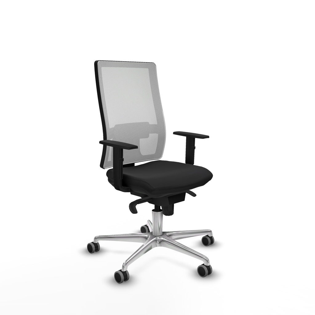 Horna sincro malla blanca similpiel negro brazos 1D base aluminio  ruedas 65mm engomadas