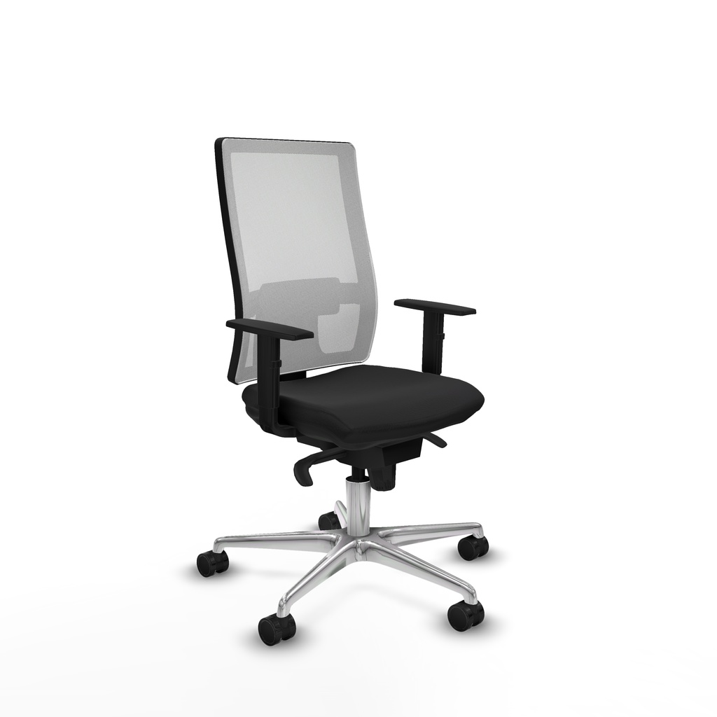 Horna sincro malla blanca similpiel negro brazos 1D base aluminio  ruedas 65mm nailon