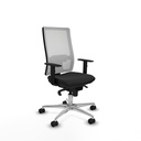 Horna sincro malla blanca similpiel negro brazos 1D base aluminio  ruedas 65mm nailon