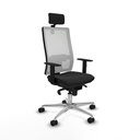 Horna sincro malla blanca similpiel negro brazos 1D base aluminio cabecero 2D ruedas 65mm nailon