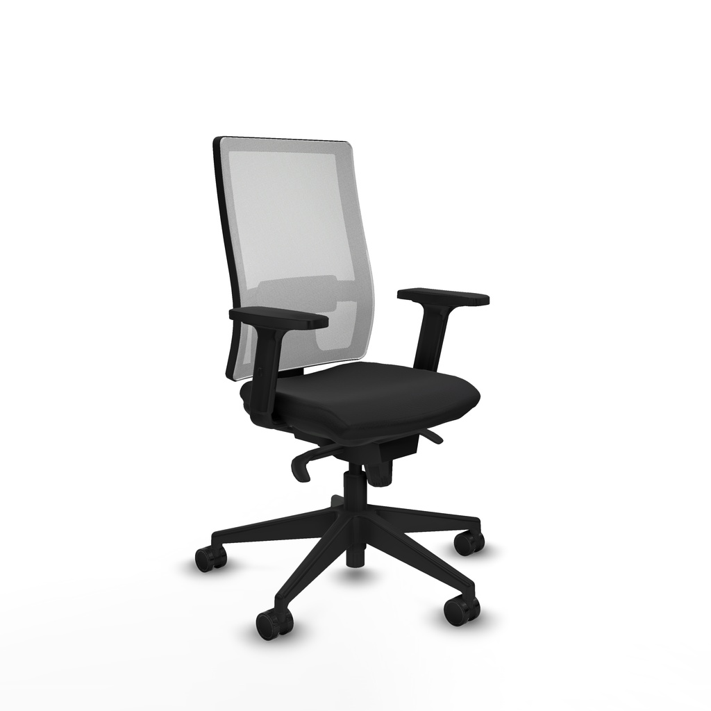 Horna sincro malla blanca similpiel negro brazos 2D base piramidal  ruedas 65mm nailon