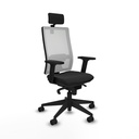 Horna sincro malla blanca similpiel negro brazos 2D base piramidal cabecero 2D ruedas 65mm nailon
