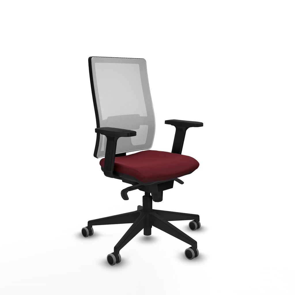 Horna sincro malla blanca similpiel granate brazos 2D base piramidal  ruedas 65mm engomadas