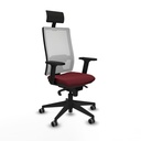 Horna sincro malla blanca similpiel granate brazos 2D base piramidal cabecero fijo ruedas 65mm engomadas