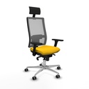 Horna sincro malla gris bali amarillo brazos 3D base aluminio cabecero fijo ruedas 65mm engomadas