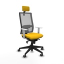 Horna sincro malla gris bali amarillo brazos blancos base piramidal cabecero 2D ruedas 65mm engomadas