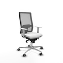 Horna sincro malla gris bali blanco brazos blancos base aluminio  ruedas 65mm engomadas