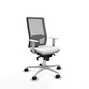 Horna sincro malla gris bali blanco brazos blancos base aluminio  ruedas 65mm nailon